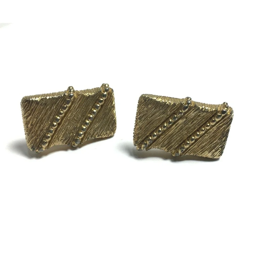 Mens Vintage Cufflinks Signed Swank Gold Rectangle